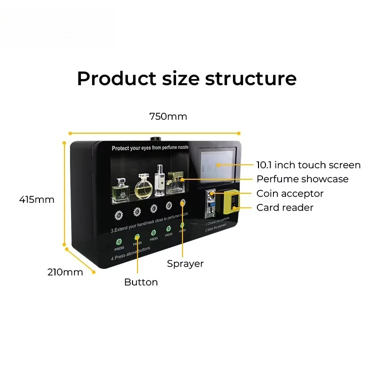 Wall Mount Perfume Spray Vending Machine Custom Shell 24 H Self Service Access Safe Mist Diffusion Commercial Selling Product