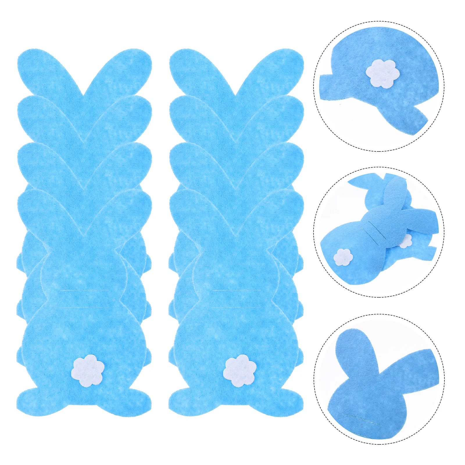 

8 Pcs Serving Utensils Little Flower Rabbit Knife and Fork Bag Silverware Sleeves Storage Bags Blue Spoon Holder Party Banquet