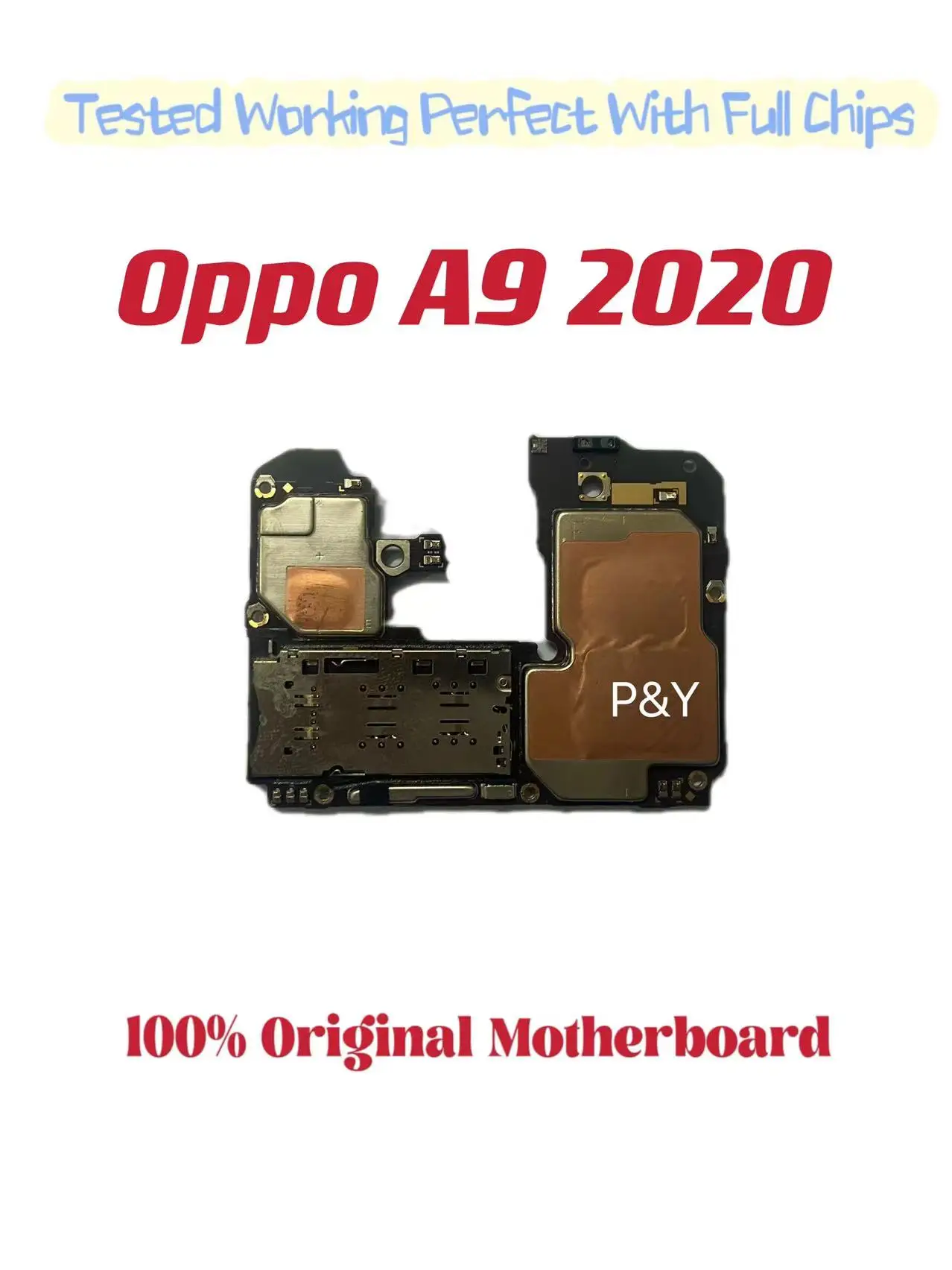 Original Unlocked Main Board For OPPO A9 2020 , Mainboard Motherboard with Chips Circuits, Flex Cable