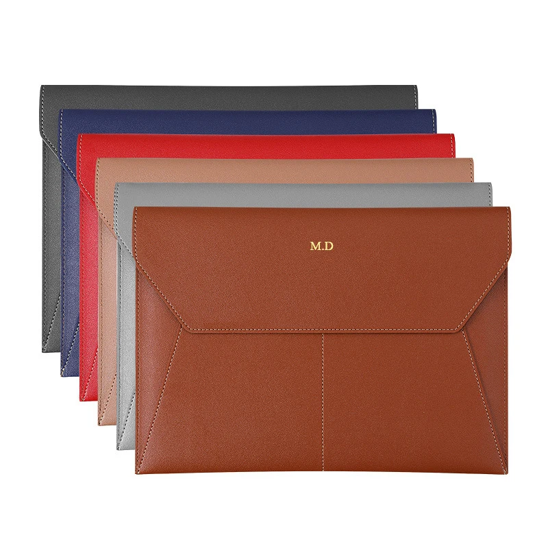 الأعمال نقش الأحرف الأولى حقيبة مستندات A4 ورقة مكتب فاخر بولي Leather الجلود مجلد بسيط مقاوم للماء طالب ملف الحقيبة حقيبة التخزين