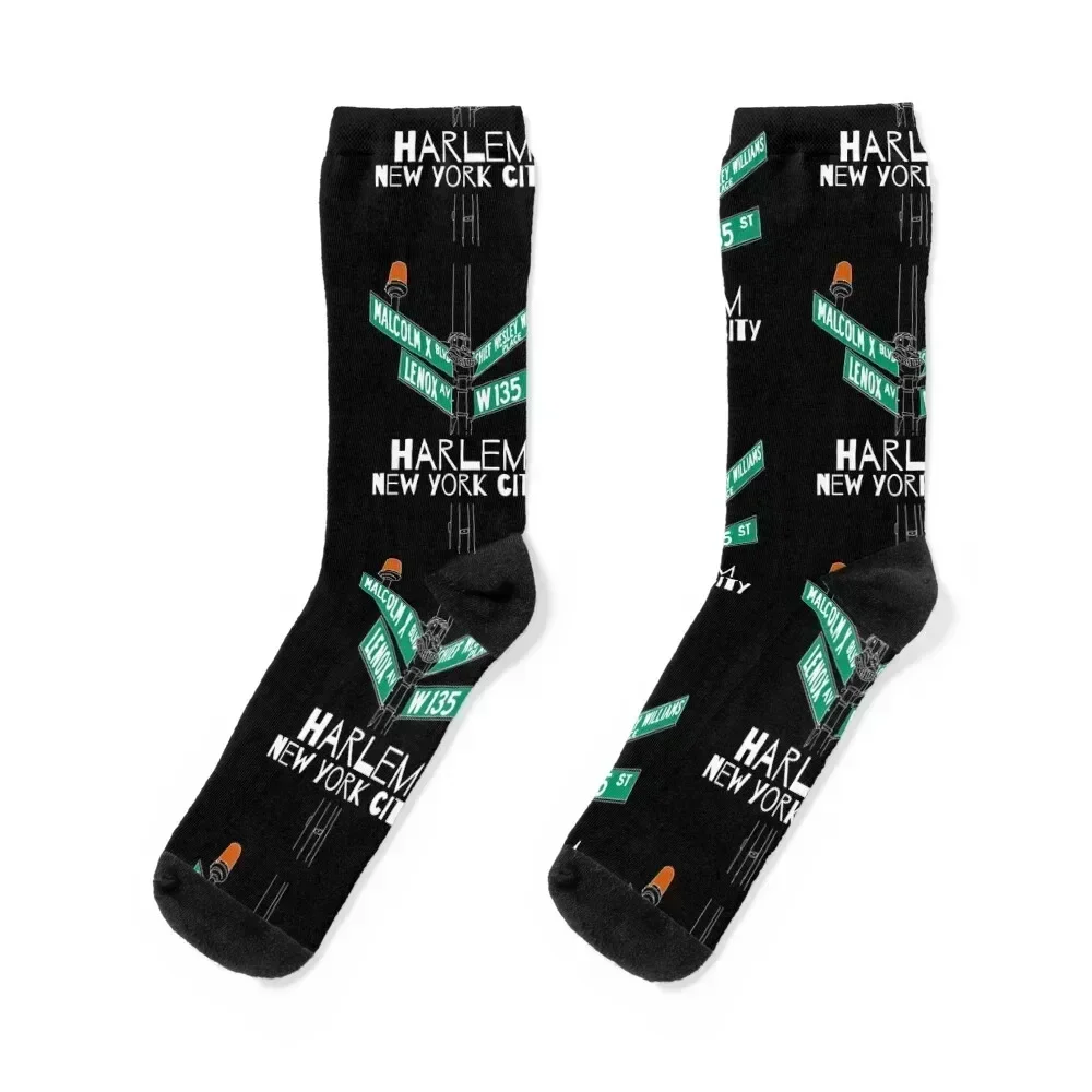 Harlem New York Street Sign Socks kawaii Stockings compression Socks For Man Women's