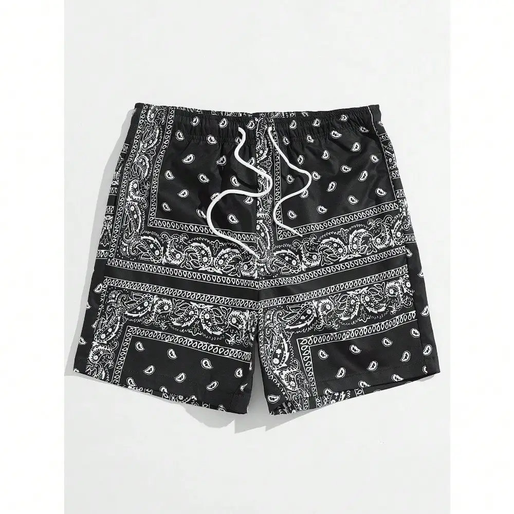 

Manfinity BRENVOR Men's Woven Casual Beach Surfing Vacation Shorts With Floral Pattern