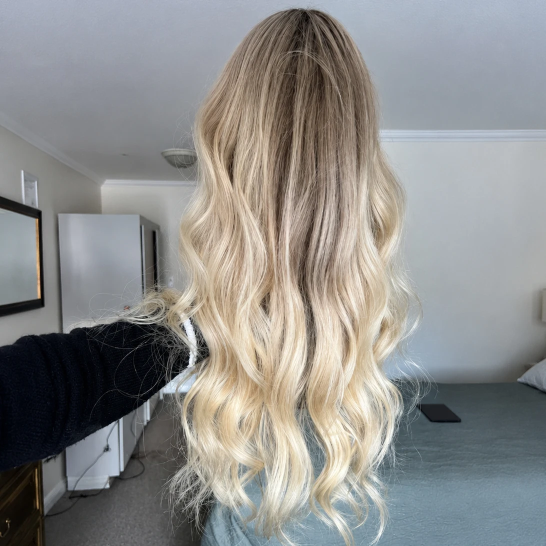 100%Human Hair Topper With Highlights Balayage Ombre Brown Blonde 613# Large Lace Base 6x6inch Hair Toppers 12inch 30cm 1B 02 04