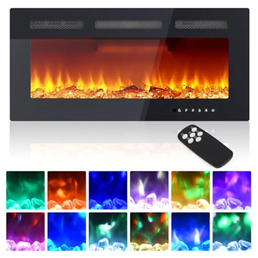 

36 Electric Fireplace Wall Mounted Recessed Wall Fireplace Electric with Remote Control Touch Screen Ultra Thin Electrics Firep
