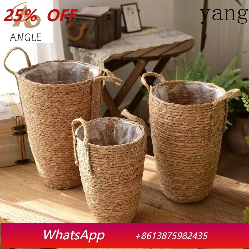 

Tall Natural Wicker Planter Basket Flower Pot Home Garden Decor Laundry Bucket Dirty Clothes Storage Baskets Toy Holders