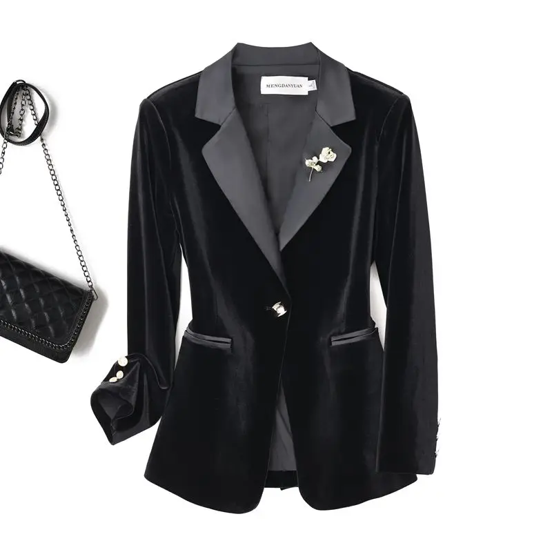 

Женский бархатный костюм Jaet, облегающий комплект из двух предметов, корейская профессиональная одежда, весна-осень, Новое поступление, модная