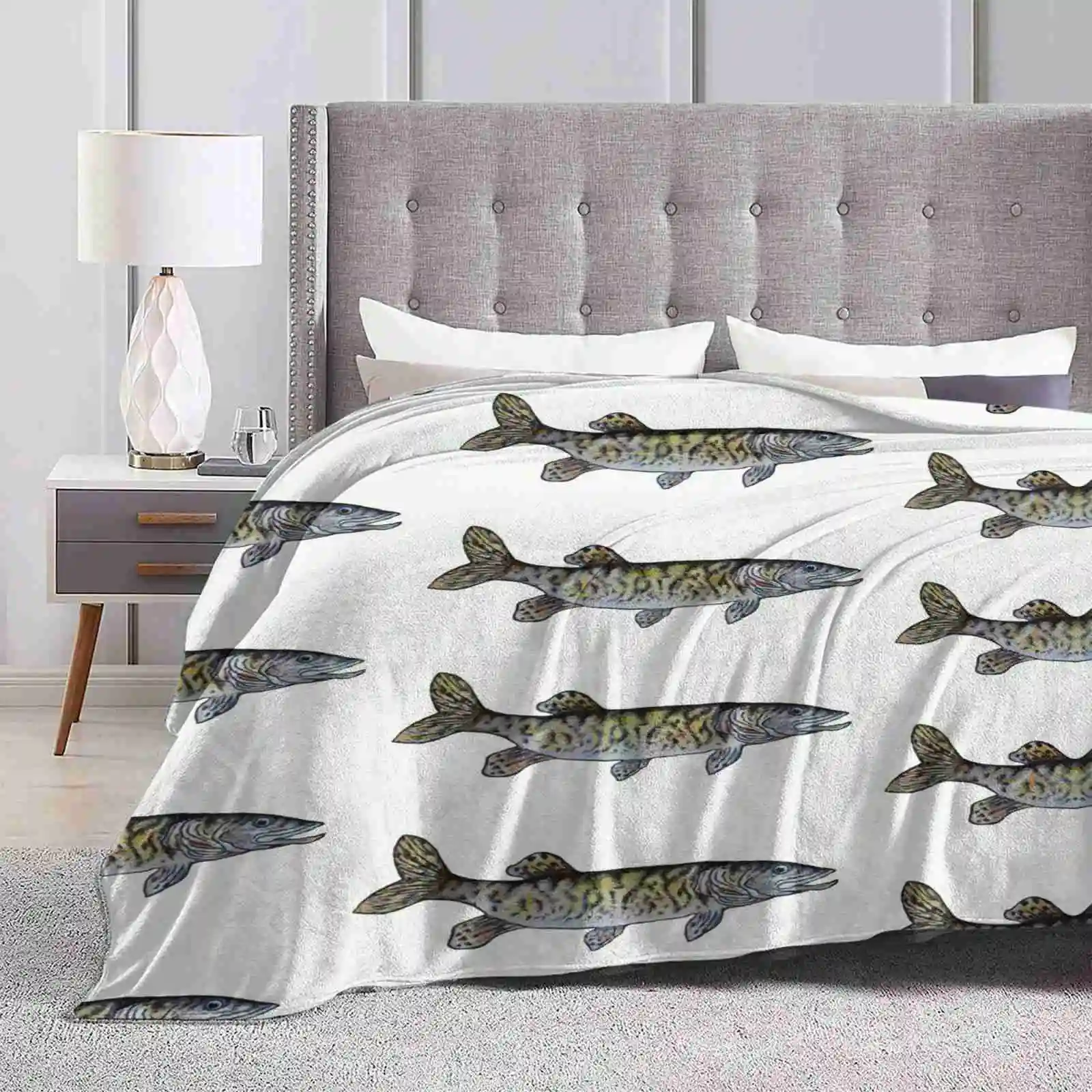 Musky Fish Illustration Top Quality Comfortable Bed Sofa Soft Blanket Muskie Musky Fish Muskellunge Muskelunge Muskcallonge