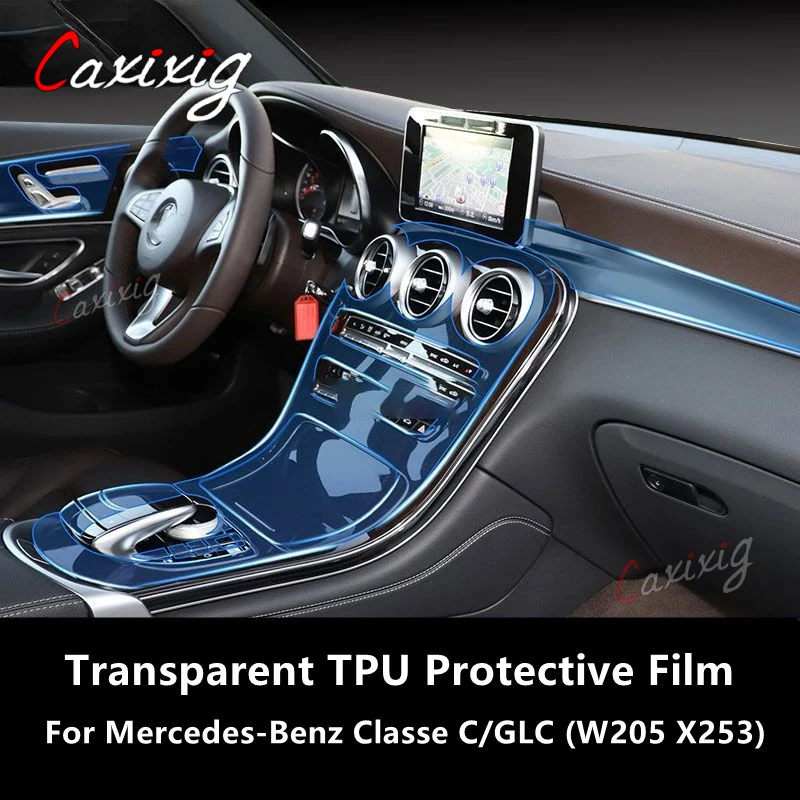 For Mercedes-Benz Classe C/GLC W205 X253 Car Interior Center Console Transparent TPU Protective Film Anti-scratch Repair Film