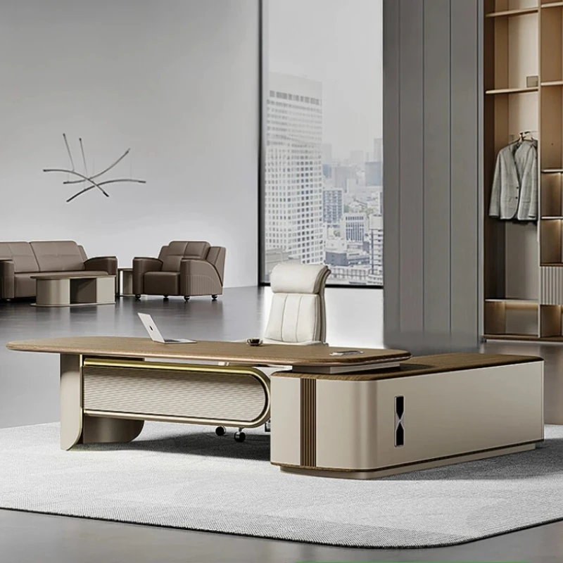 Conference Asthetic Office Desk L Shape European Modern Storage Office Desk High Quality Black Escritorio Office Furniture