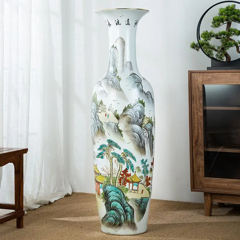 

Modern Minimalist Ceramic Vases Chinese Creative Design Floor-standing Entrance Large Vases Living Room Home Decorations FYVS