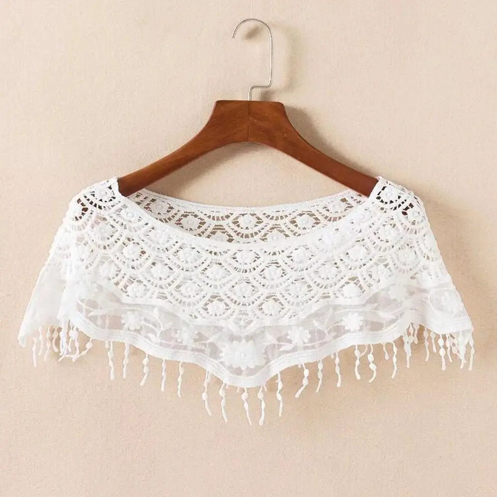 

Женский шарф-накидка из кружева однотонного цвета, блузка-шаль, накидка на плечи, пончо, весна-осень