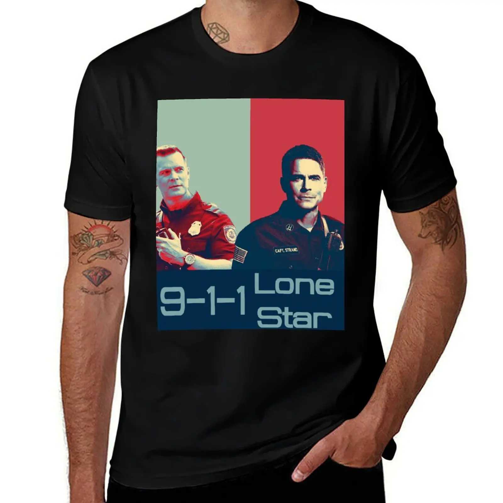 

9-1-1 Or Lone Star T-Shirt Large Size Short Sleeve T-Shirt