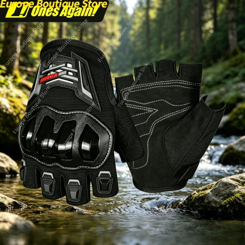

Anti Fall Anti Slip Half Finger Motorcycle Gloves Men Summer Breathable Wear Resistant Racing Riding Gear