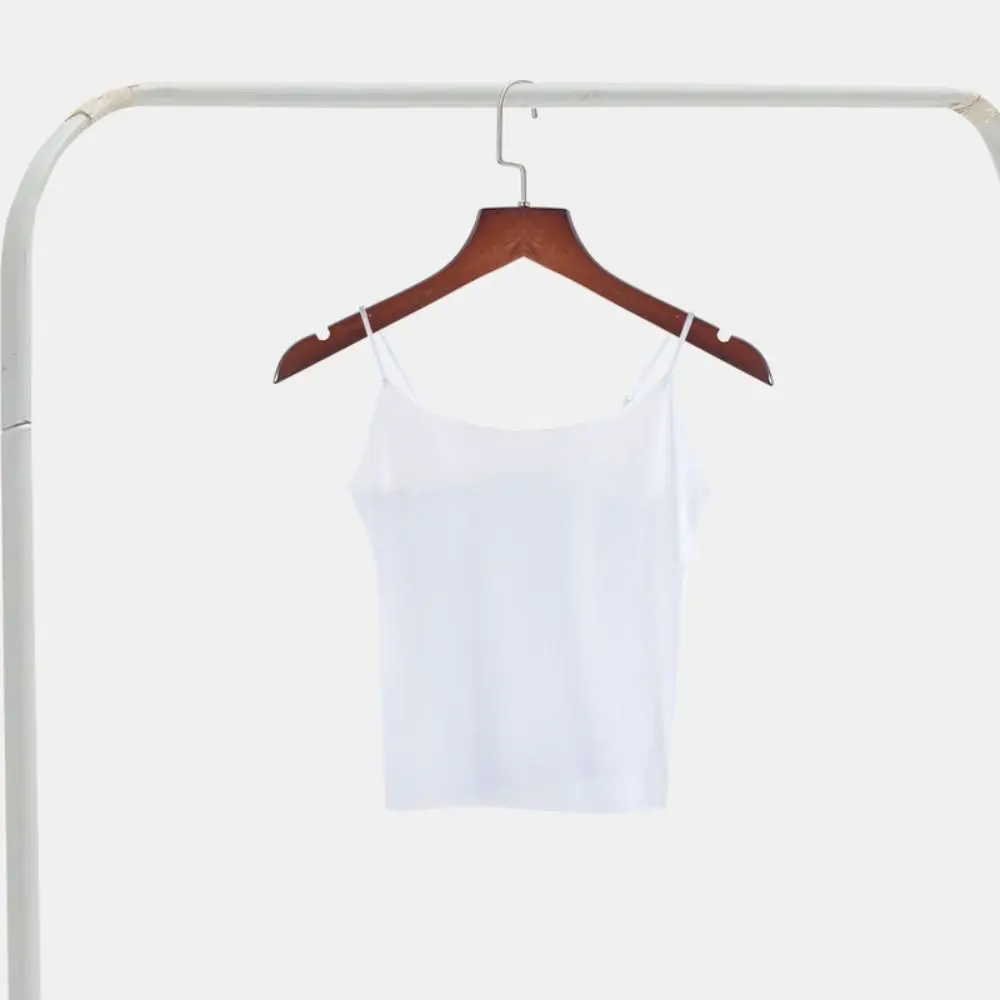 Dünnes Eisseiden-Trägertop ohne Nähte, Bralette, Crop-Top, schmal geschnittenes Top, Streetwear, Damen-Top, ärmelloses Camisole, Club-Top – Detail 3