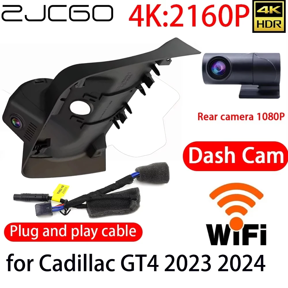 

ZJCGO 4K Car DVR Dash Cam Wifi Front Rear Camera 24h Monitor for Cadillac GT4 2023 2024