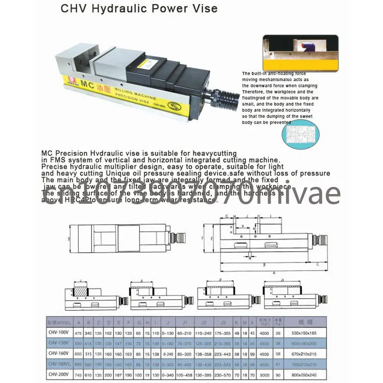 CHV-130V Precision MC Hydraulic Vise  for Cnc Milling Machine