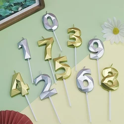 Golden Silvery Digital Candles Decorated 0-9 Cake Candles Happy Birthday Number Candles For Children's First Birthday Party
