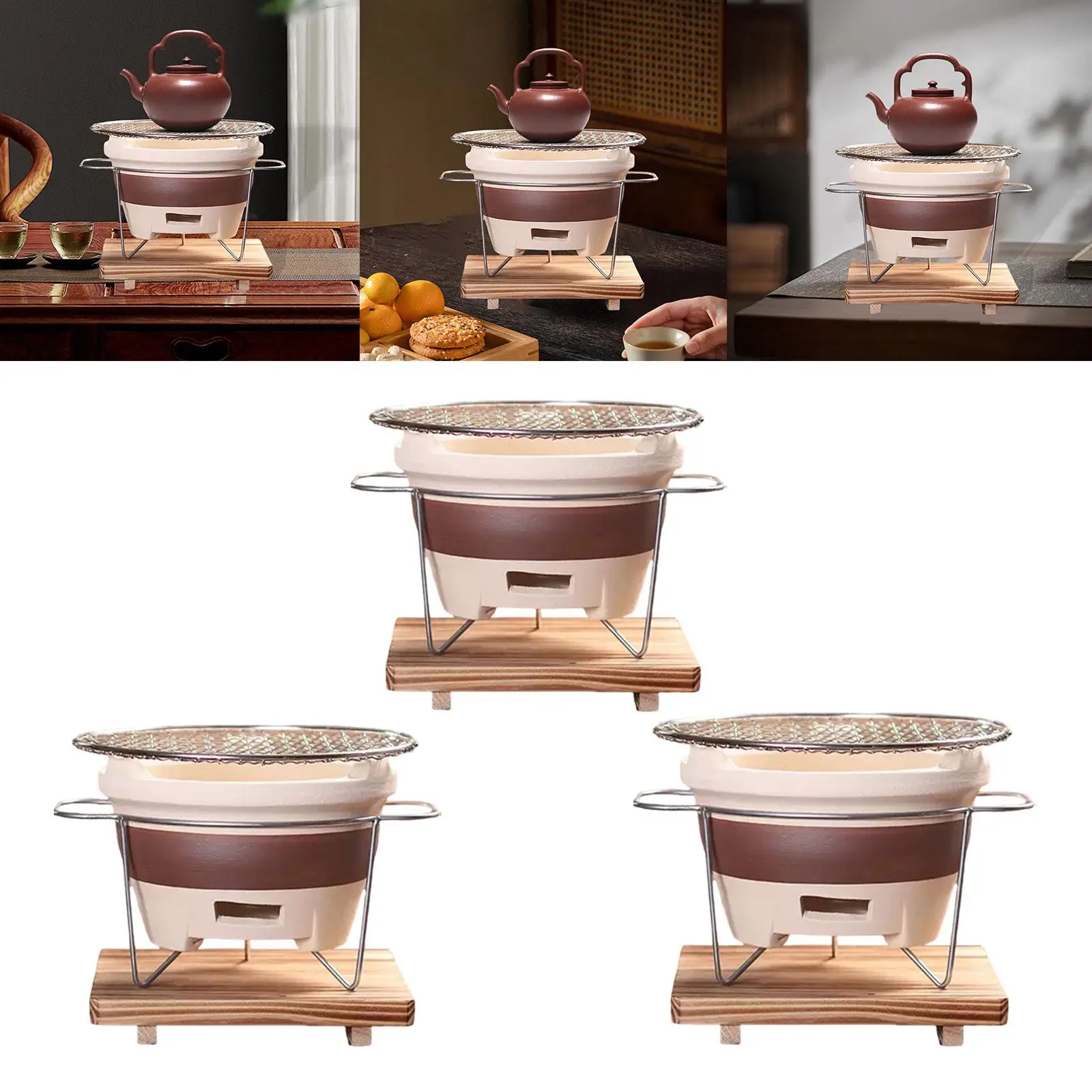 

Small Clay Grilling Stove Easy to Use with Wire Mesh Tea Kettle Warmer Tea Fire Stove Charcoal Barbecue for BBQ Camping Hiking