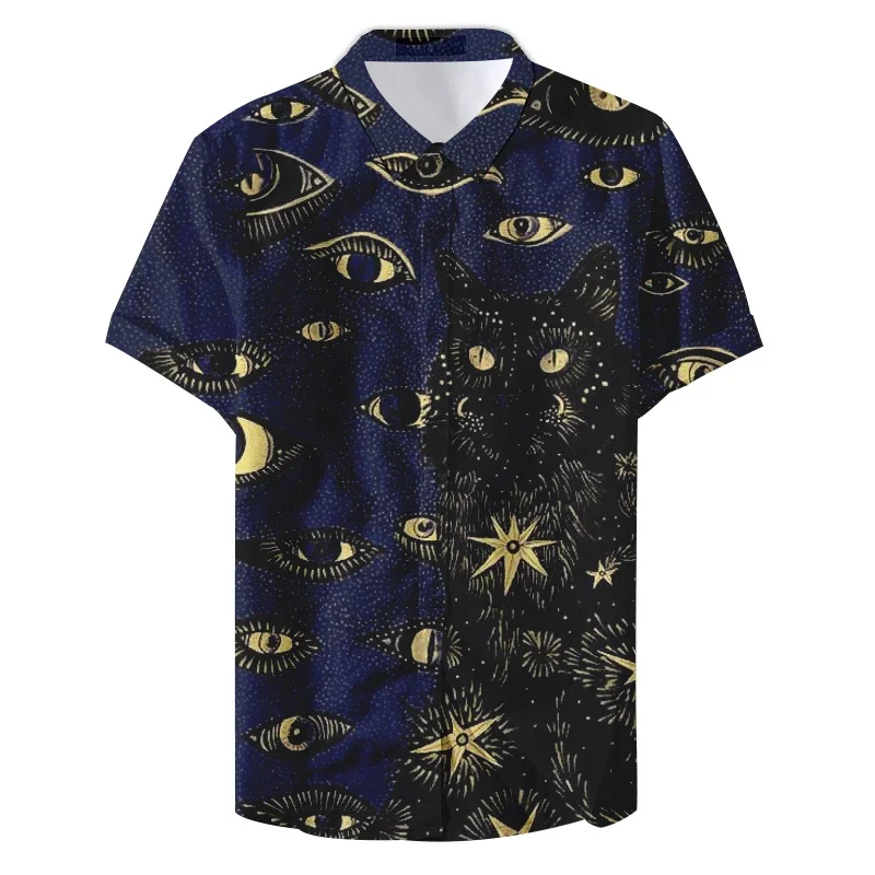 

Men's 3D Printed Body Pattern Lapel Short-sleeved Button-up Shirt Private Custom Shirt Slim Outdoor Shopping Beach Top