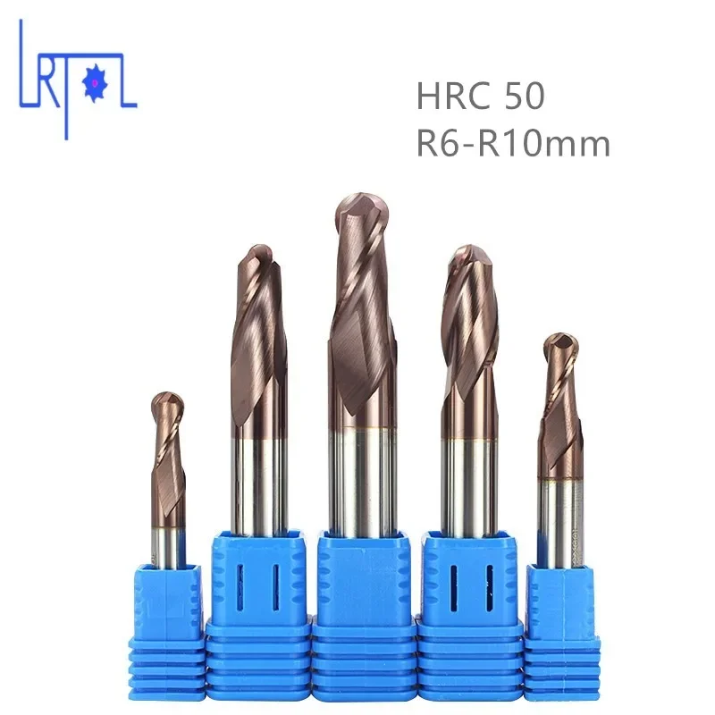 HRC50 الكرة الأنف 4 الناي 4 6 8 10 12 مللي متر سبائك كربيد طحن الصلب قاطعة المطحنة نهاية مطحنة #5