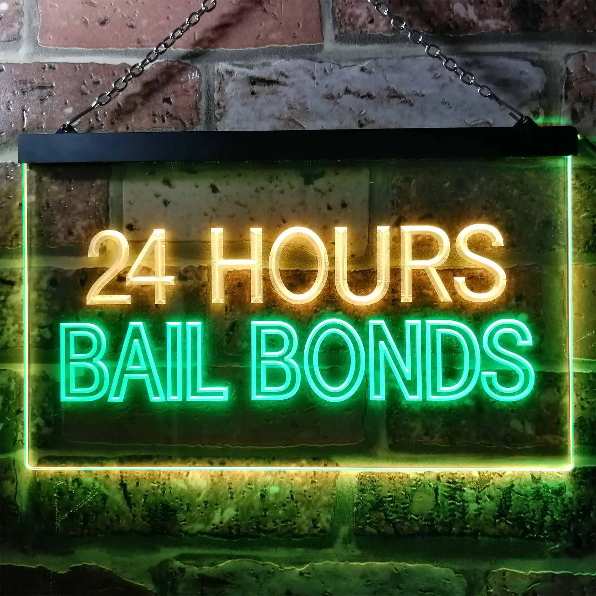 24 Hours Bail Bonds Dual Color Led Neon Sign st6-i0461