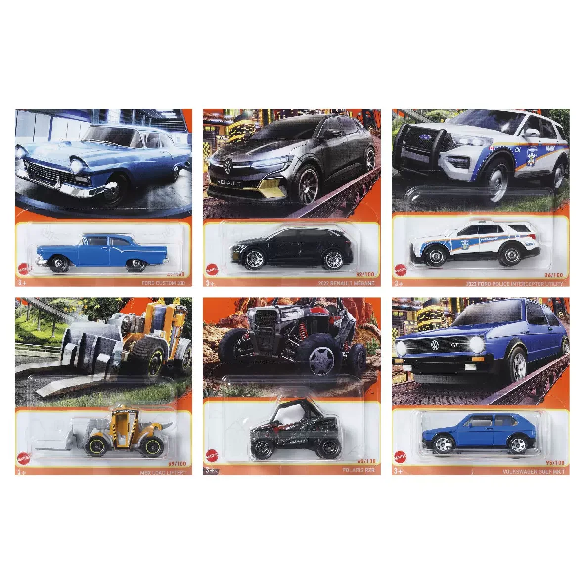 Mattel-Matchbox Diecast Veículos Brinquedos para Meninos, Ford, Lincoln, Continental, Renault, Megane, Ford, Interceptador de Polícia, Tesla,