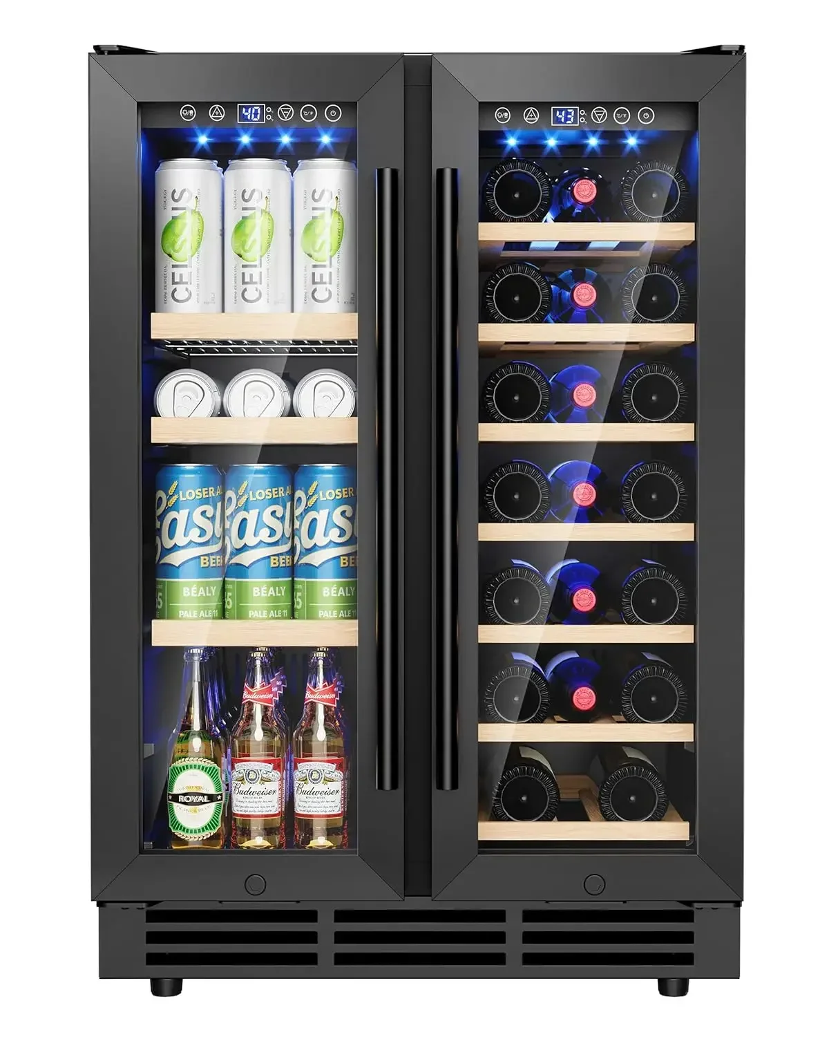

Wine and Beverage Refrigerator, 24 Inch Built-In Wine Fridge with Glass Door, Holds 20 Wine Bottles & 60 Cans,, Customized