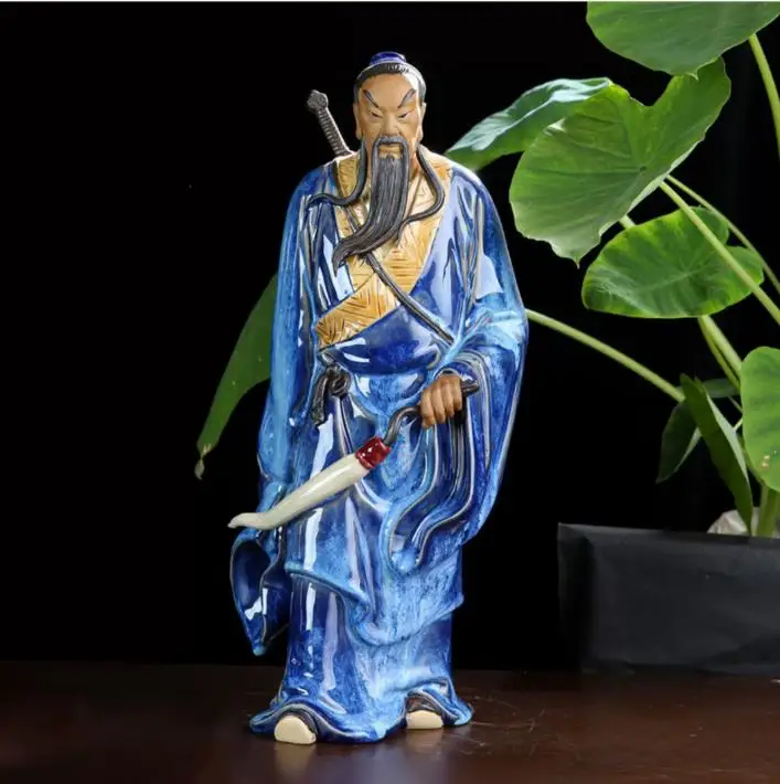 Character decoration Shiwan kiln ceramic statue ----Old Chinese Wandering Knight statue