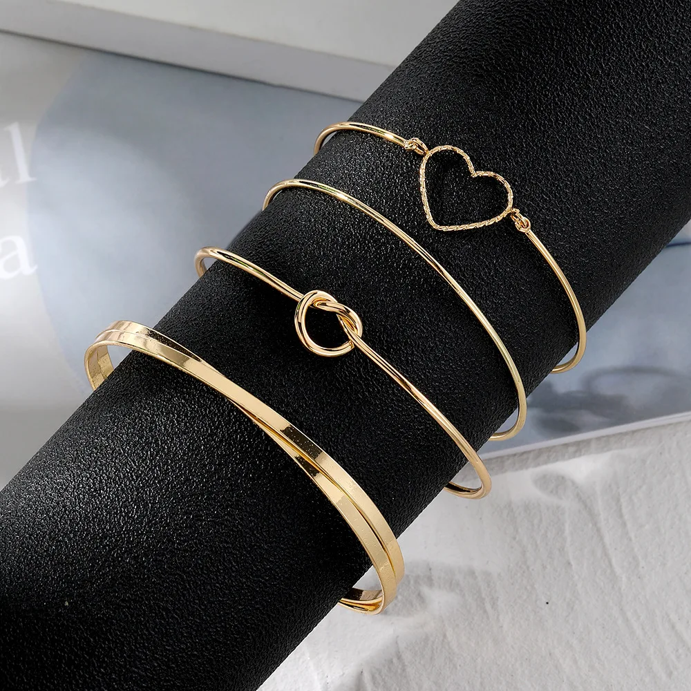4pcs/set Stainless Steel Bracelets Vintage Men\'s Fashion Woven Twist Texture Bangles for Women Jewelry Streetwear Goth Gifts