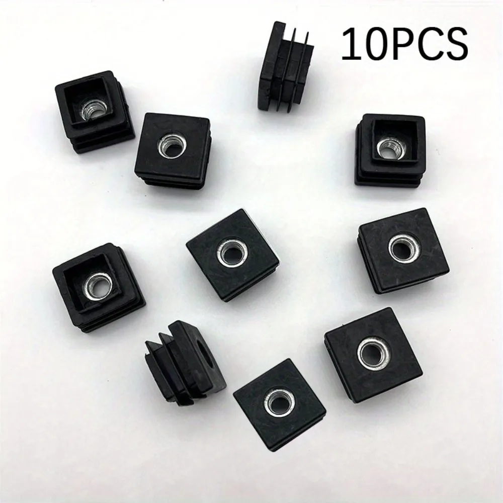 10 Pcs M8 Rubber Square Tube Plastic End Caps for Chair Table Legs Protective Pipe Plugs for Furniture Flooring Protection