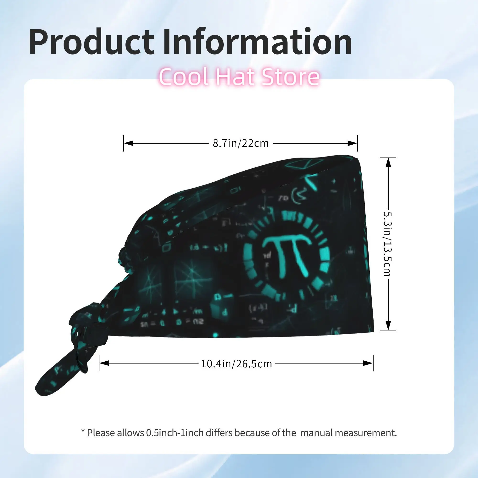 Quick-Dry Lightweight Chef Work Cap with Math Chemistry Physics Science Formula Patterns - Unisex Adjustable for cooking, Labs,