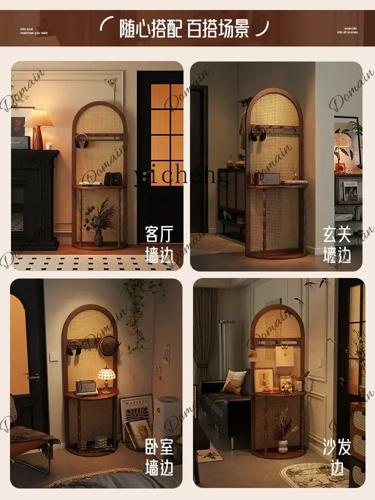 NWU DSA  medieval solid wood rattan screen partition household living room entrance porch shielding shelf multi-function D