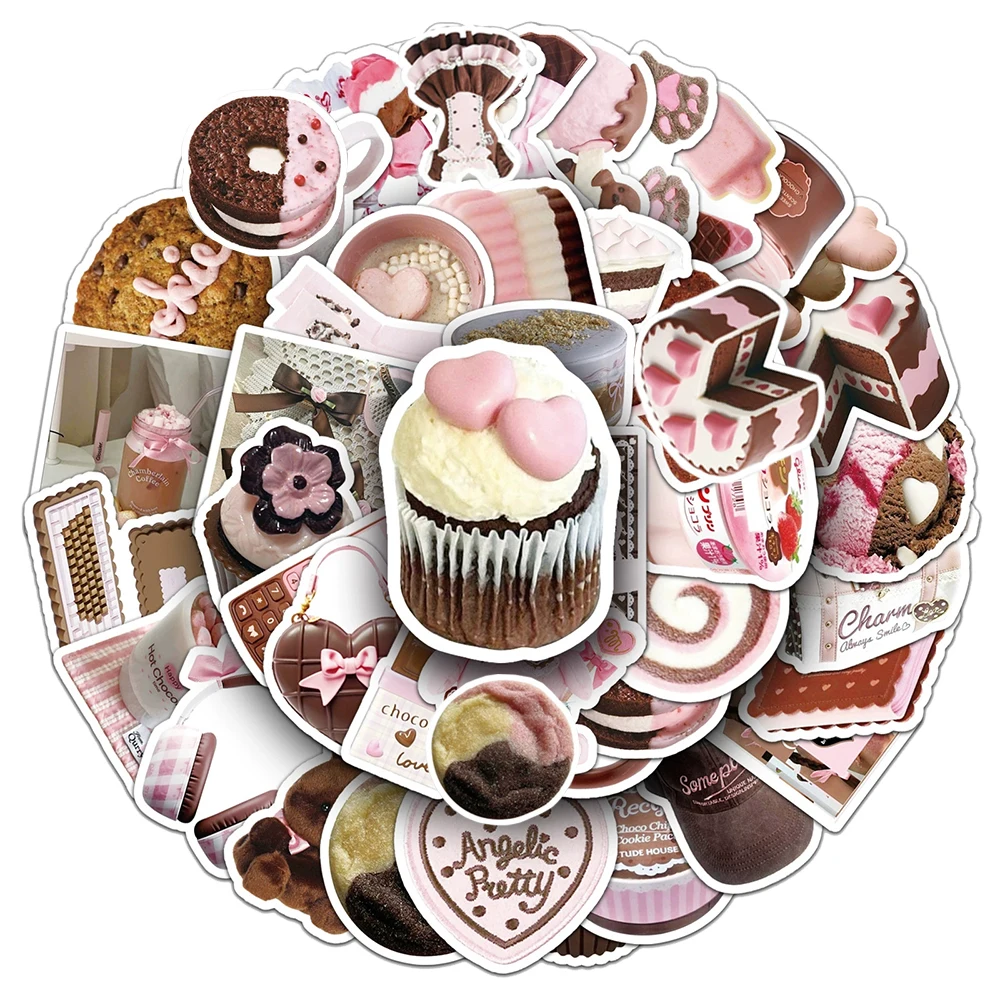 10/30/50pcs INS Style Pink Brown Graffiti Stickers Aesthetic Waterproof Decals DIY Guitar Luggage Scrapbook Cute Cartoon Sticker