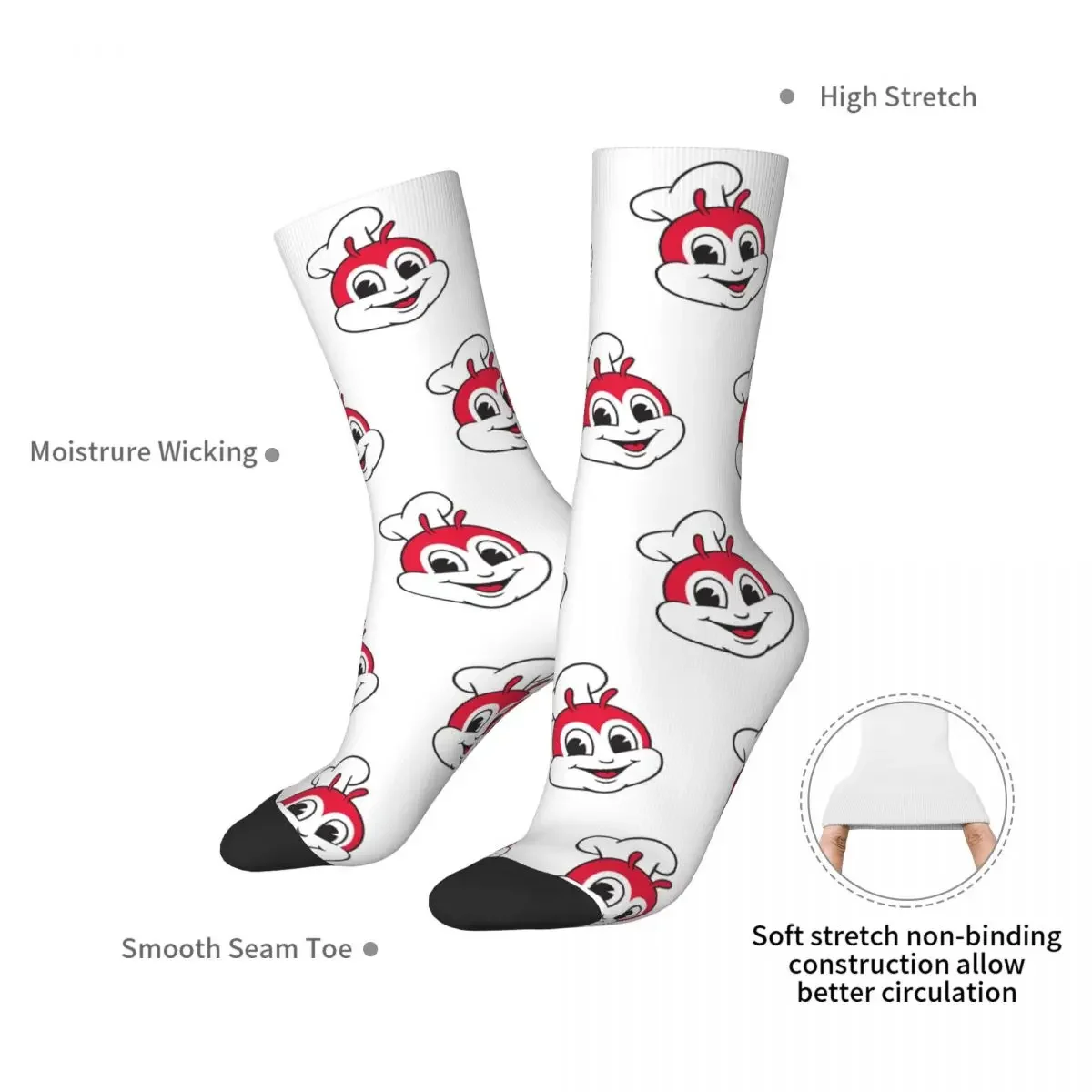 Jollibee Mascot Socks Harajuku High Quality Stockings All Season Long Socks Accessories for Man\'s Woman\'s Gifts