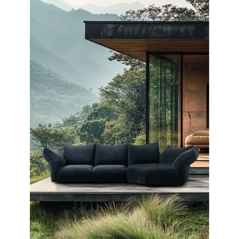 Steel frame version petal sofa Italian chenille fabric sofa special-shaped curved concubine sofa