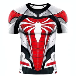 PS4 Spiderman T Shirt Cosplay Costume Fashion Superhero Tracksuit Party Spider Man Men Sportswear Shirt Summer T-Shirt