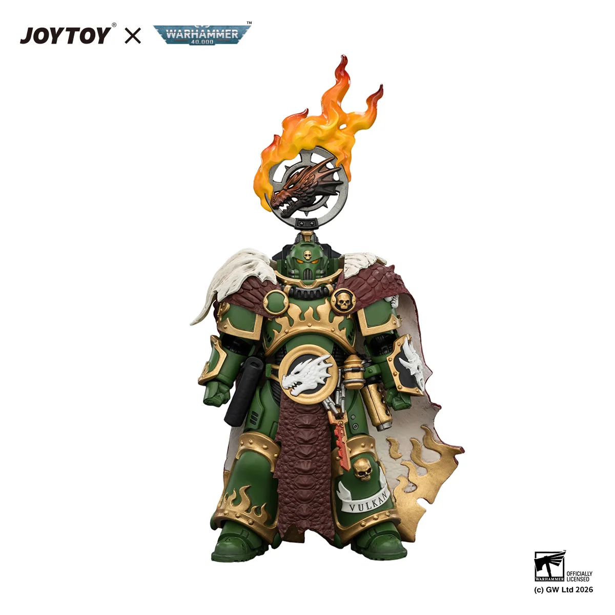 JOYTOY Warhammer 40,000 1/18 Action Figures Salamanders Vulkan He'stan, the Forgefather with the Spear of Vulkan view 2