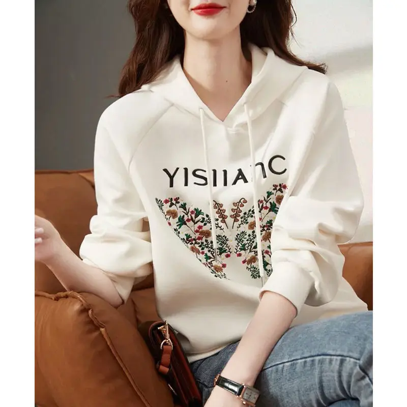

Cotton Hooded Fleece Sweatshirt for Women New Style Jacket Loose Long Sleeved Plus Size Women's Top