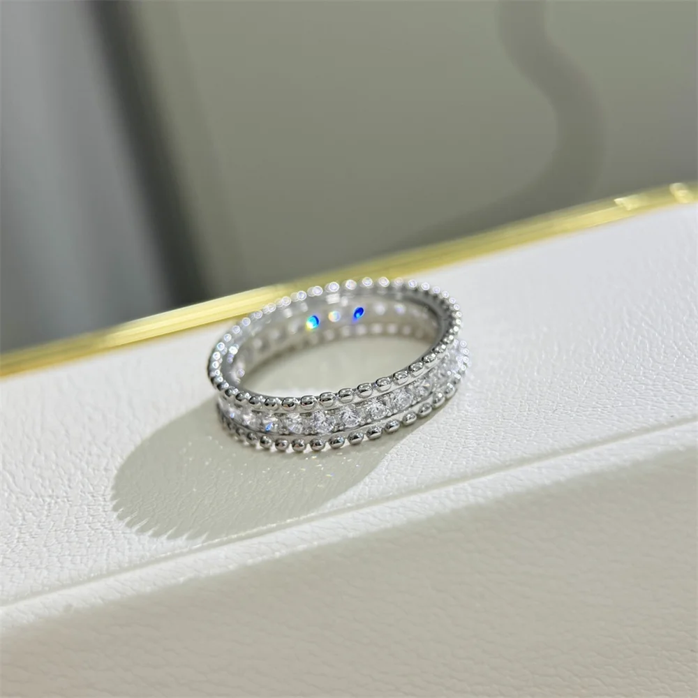 Beaded Edge Micro Inlaid Diamond Ring High-End Feel That Is Breathtakingly Beautiful Can Be Stacked And Worn 2024 New Ring