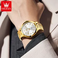 OLEVS 3650 montres en or pour hommes classique grand cadran numérique Date automatique étanche lumineux Original montre-bracelet à Quartz pour hommes nouveau 6
