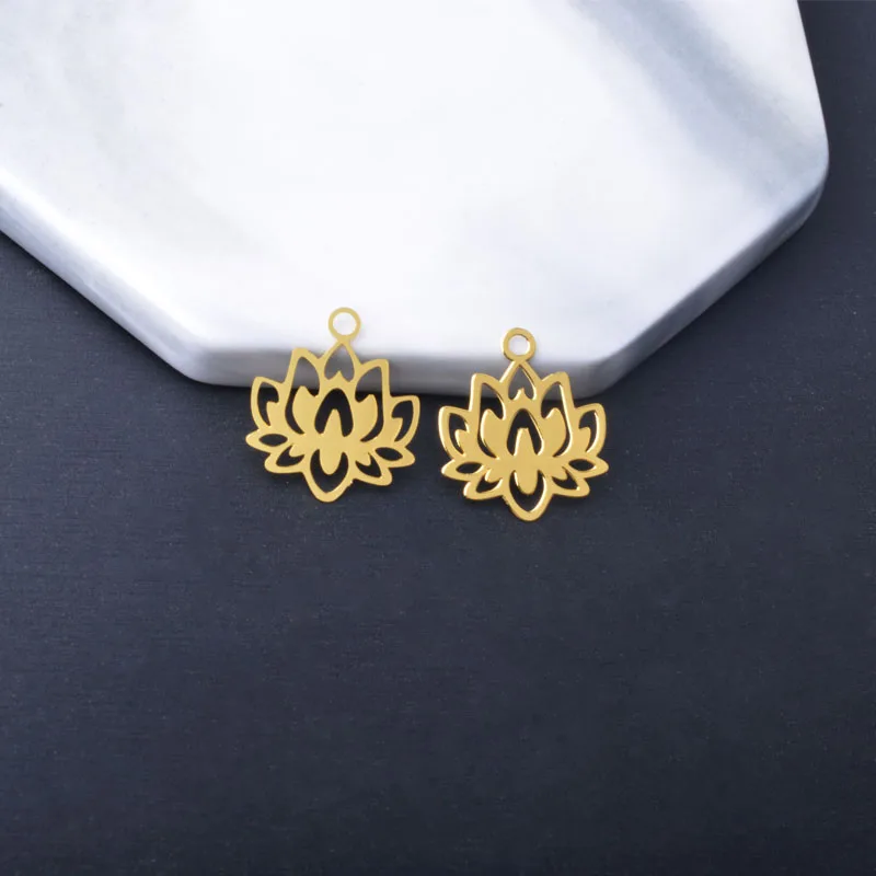 50 Stück AC14606 Messing Laser-geschnittene Dünne Lotus-Anhänger für DIY-Schmuck, Ohrringe und Halsketten – Detail 11