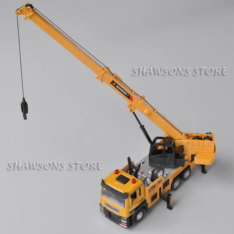 1:50 Diecast Model Truck Toy Engineering Vehicle Heavy Crane Miniature Replica Pull Back With Sound Light