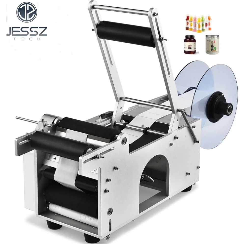 Hot Sell Tabletop Date Code Printer Semi-Automatic Semi Automatic Sticker Pet Plastic Glass Water Round Bottle Labeling Machine