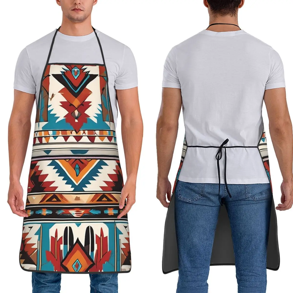 

Фартуки Navajo с акварельным узором, повар, кулинария, кухня, Tablier, водонепроницаемый нагрудник, кухонный сарафан для чистки для женщин и мужчин, живопись