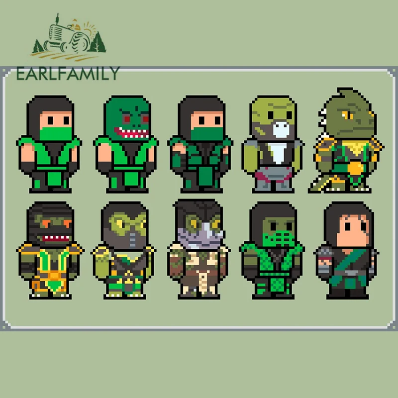 EARLFAMILY-pegatinas creativas para coche, calcomanía de guerrero de juego Arcade, accesorios de coche, Mortal Kombat Chibi, depredadores de píxeles, 13cm x 8,8 cm