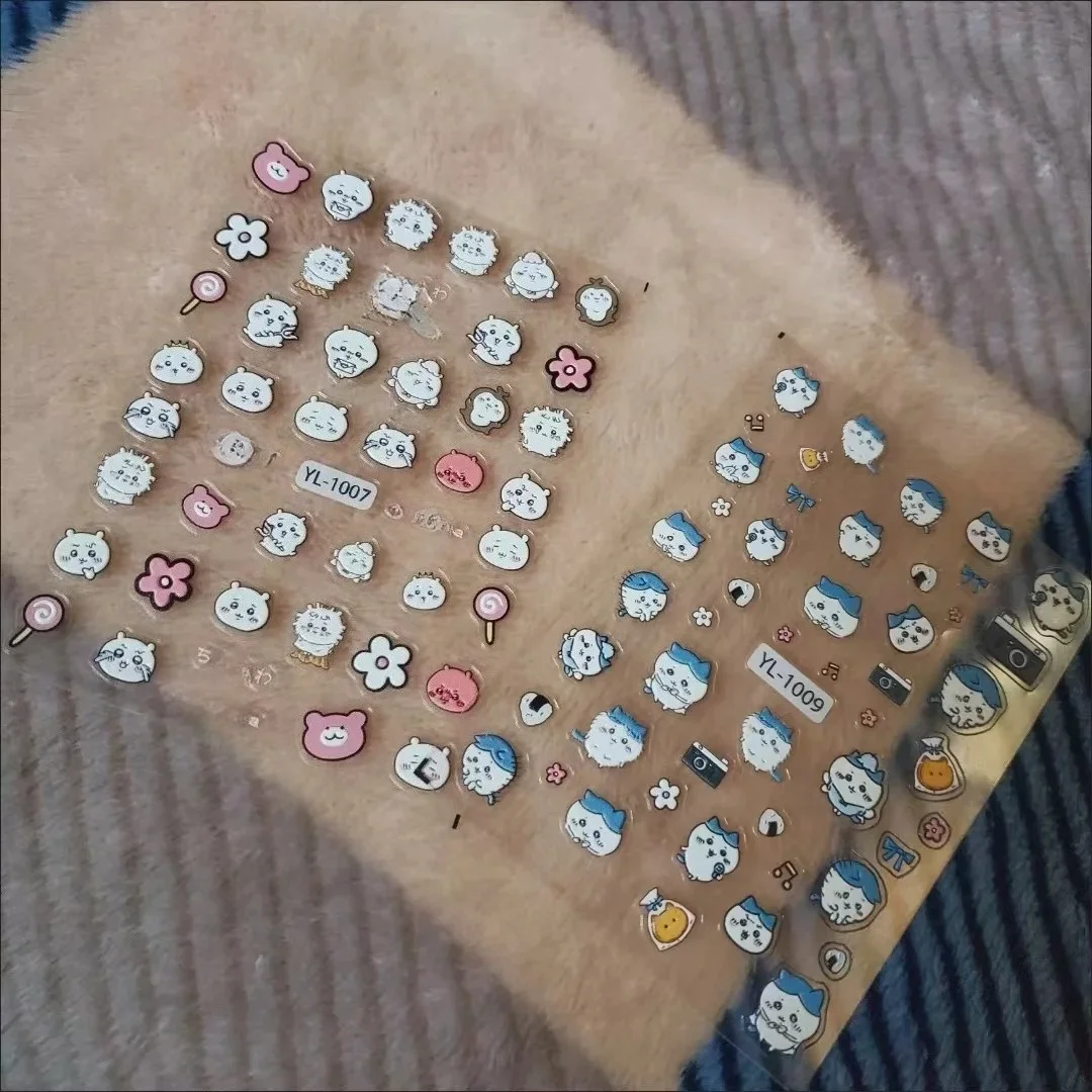 yiji Nail Art Sticker Cartoon Cute ハチワレ Hachiware うさぎ USAGI ちい、/かわ Cartoon Character 3D Embossed Sticker Waterproof