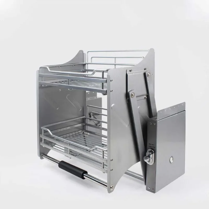 

Kitchen Hanging Cabinet Lifting Pull Basket Dish&Bowl Racks Damping Buffer 4-speed Adjustment Drawer Baskets