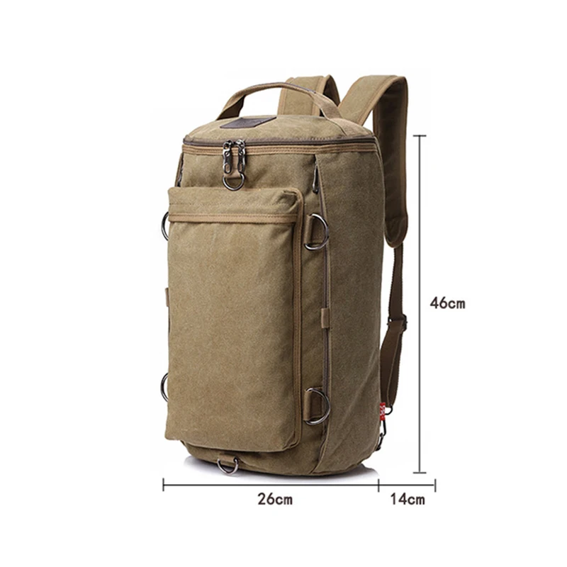 Canvas Backpack Men\'s Multifunctional Travel Handbag Large Capacity Schoolbag Outdoor Camping Portable Shoulder Crossbody Bag