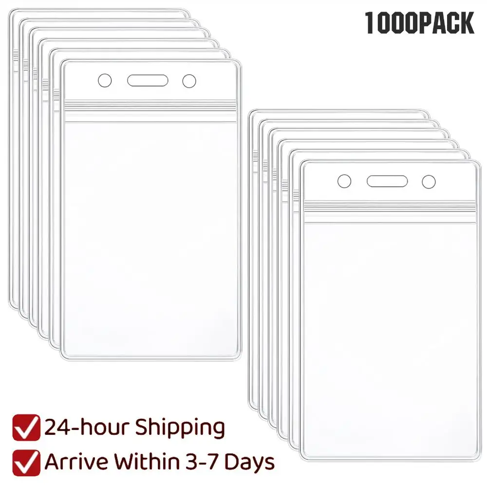 

Упаковка из 1000 штук: Двусторонние вертикальные держатели для ID-карт из ПВХ с застежкой, 2,5x3,5 дюйма, для офиса, фабрики, школы