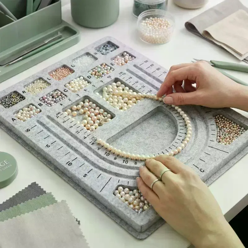 Felt Beading Mat Rectangle Felt Bead Design Boards With Centimeter Alphabetic Scale Beads Tray Bead Pads For Art Crafts